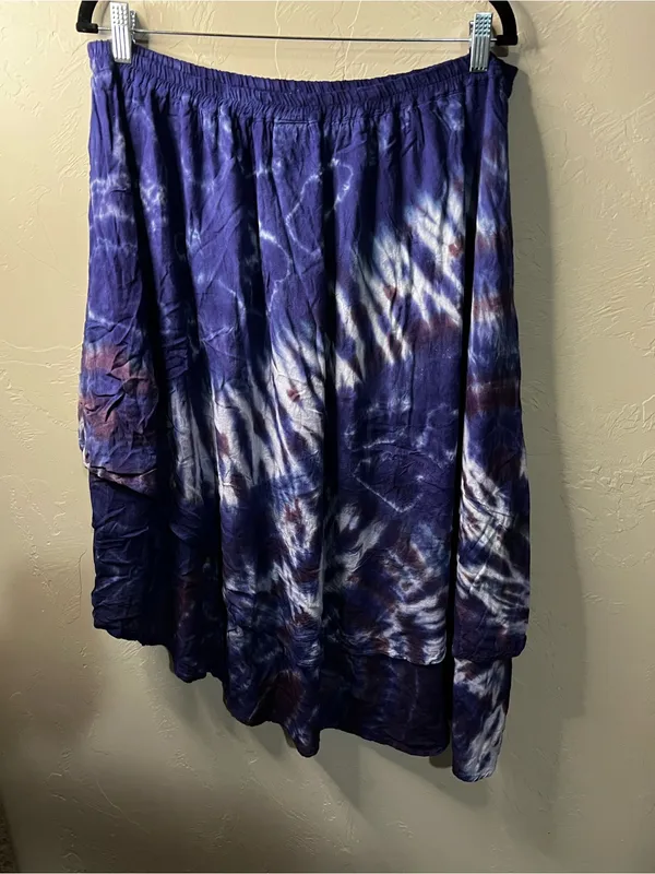 Dharma Trading Co Vintage Purple Tie Dye Tiered Asymmetrical Boho Midi Skirt - Image 6