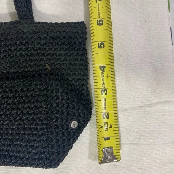 The Sak Black Crochet Shoulder Bag Small Tote Lined - Image 2