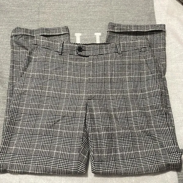 NWT Banana Republic Brooke Gray Plaid Wool Pants Minimalist Career Preppy Office - Image 4