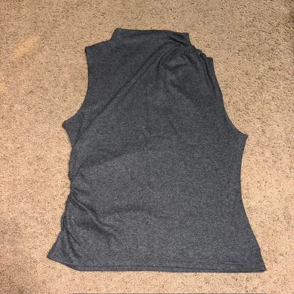 Veronica Beard Mylie Sleeveless Ruched Wool Blend Top Heather Gray Large - Image 7
