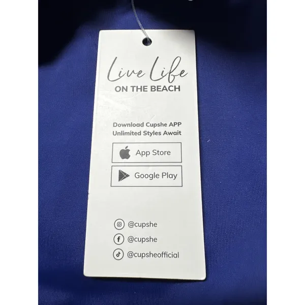 Cupshe Royal Blue Pink Trim‎ One Piece Swimsuit Keyhole Cutout Size M - Image 5