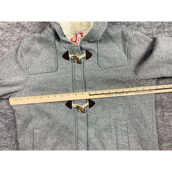OP XL Hooded Sweatshirt Jacket Faux Fur Gray Full Zip Hooks Womens Long Sleeve‎ - Image 8