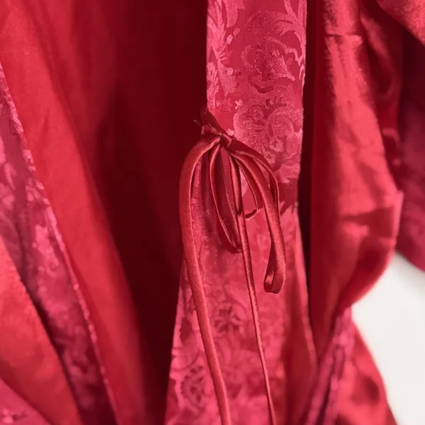 Victorias Secret Robe Womens One Size Red Satin Jacquard Floral Kimono Belted‎ - Image 9