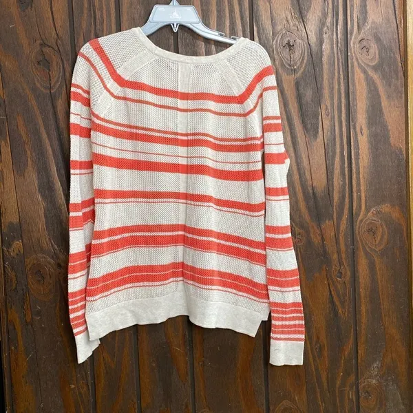 Sanctuary Striped Open Knit Sweater Size Large Cream Orange - Image 4