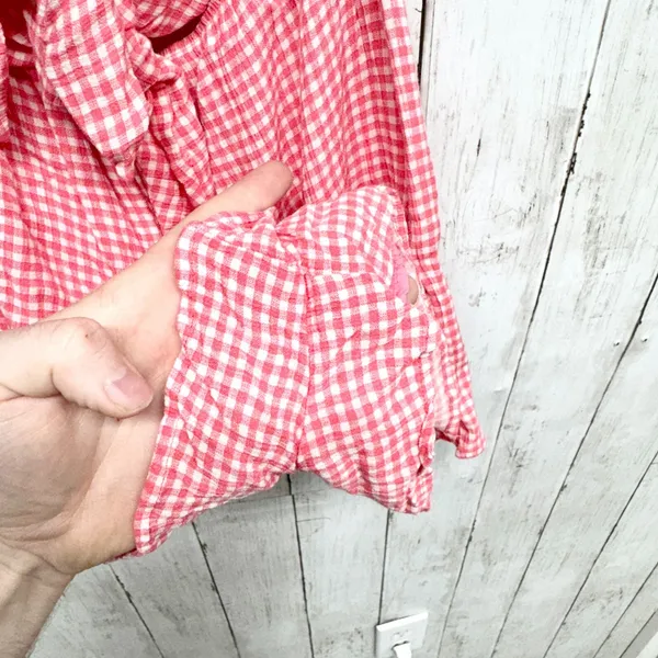 Luca + Grae Romper Women Cottage Small Red Gingham‎ Plaid Tie Front Sleeveless - Image 2