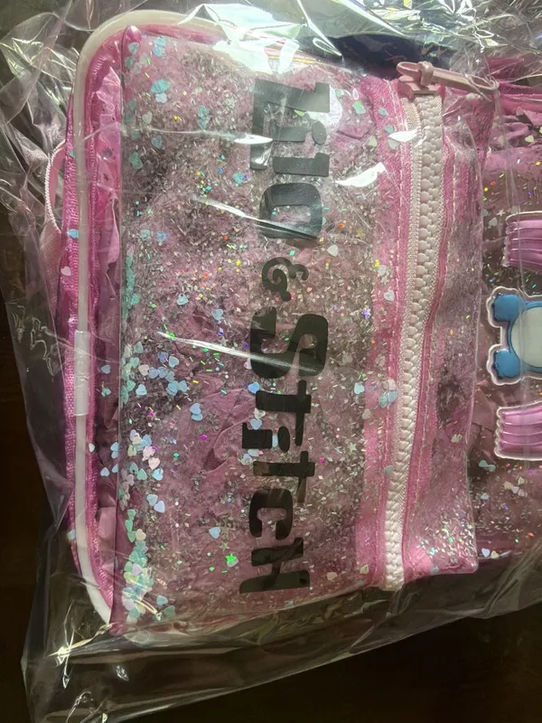 Disney Lilo & Stitch Clear Pink Glitter Backpack New - Image 3