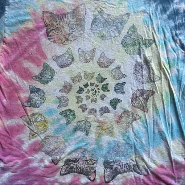 Tie-Dye Cat Spiral Print Graphic Tee - Image 3