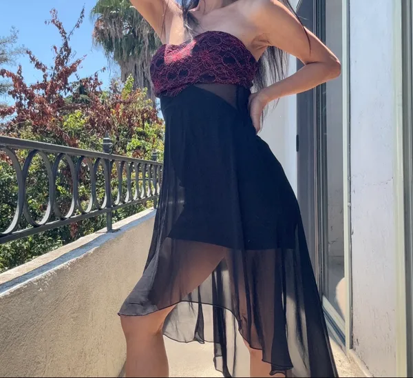 🖤 Gothic Romance Sheer Hi-Low Strapless Dress | Vampire Fairy • Dark Coquette • Y2K Formal • Festival Goth 🖤 - Image 3