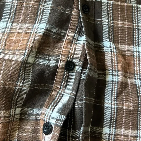 Women's Brown Plaid Button-Down Shirt Dress - Image 3