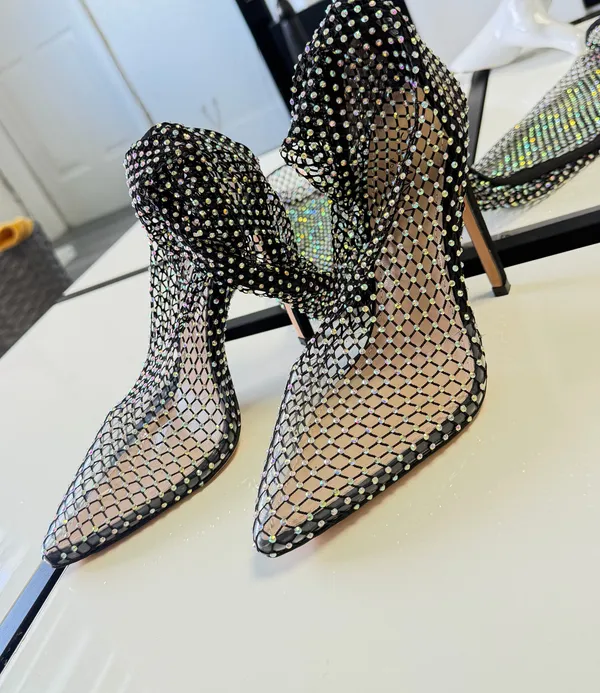SIMMI London Rhinestone Fishnet Over-The-Knee Boots - Size US 6 / UK 4 ✨ - Image 9