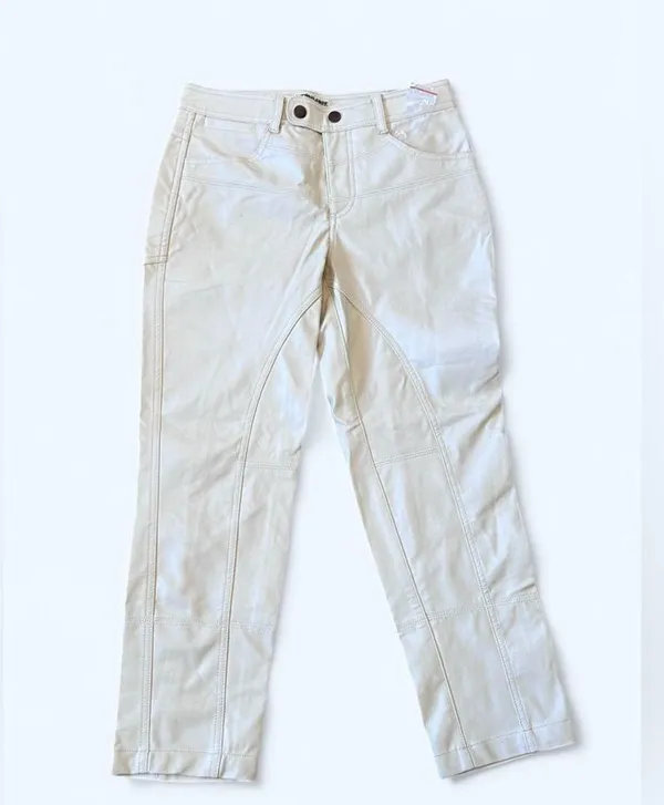 #79 NWOT Free People Rebel Vegan Leather Pants in Sugar Cookie Cream - Image 3
