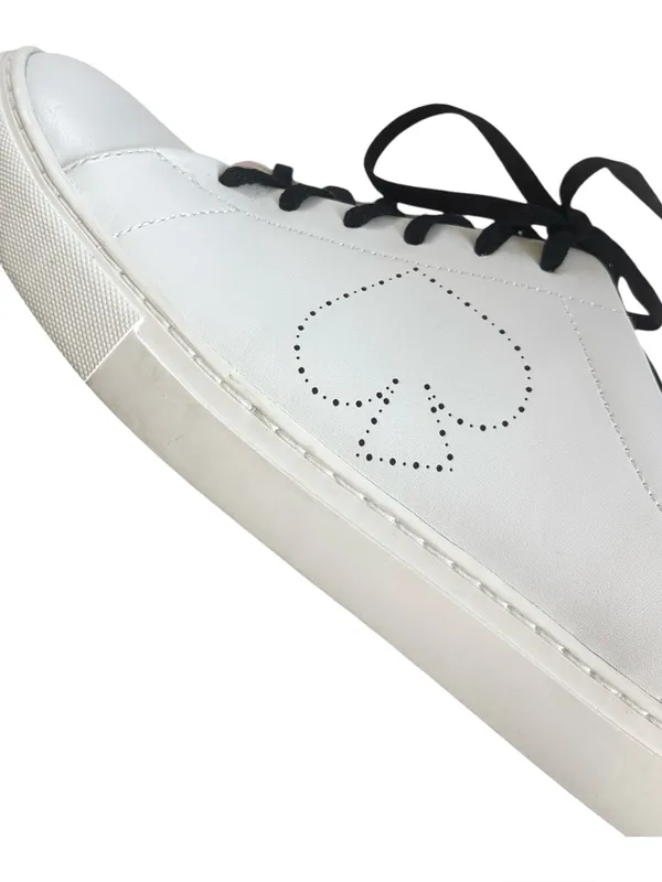 EUC Kate Spade Leather Angelise Sneakers White Black - Image 4