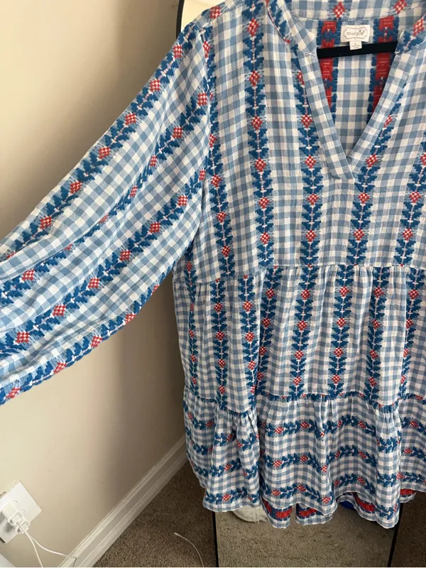 Mud Pie Blue and White Gingham Eliza Yarn Dye Dress - Image 6