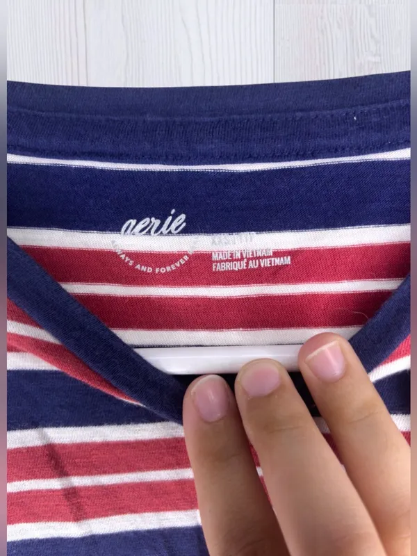 AERIE Classic Striped Short Sleeve Baby Tee | Red Navy & White - Image 5