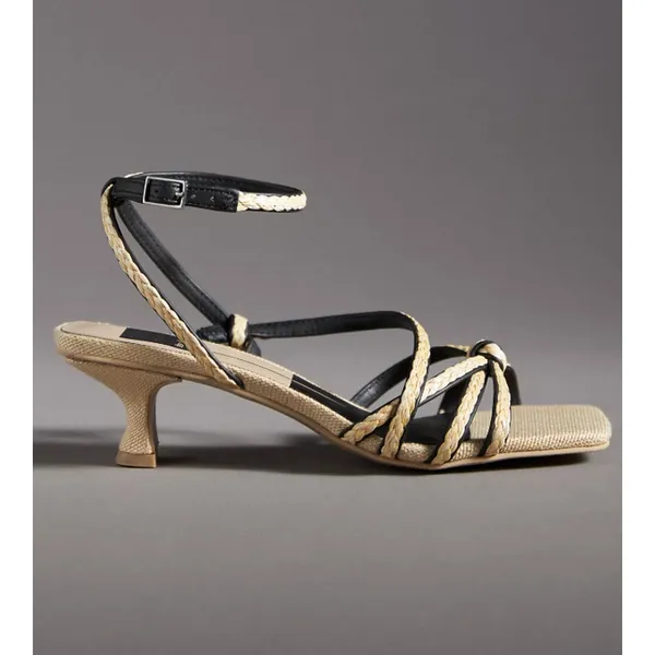 Dolce Vita x Anthropologie Black Neutral Bev Braid Kitten Heels NEW Size 6.5 - Image 4