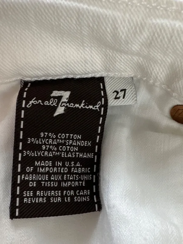 7 For All Mankind Sz 27 White Denim Low-Rise Skinny Jeans Y2K Rhinestone Pockets - Image 4