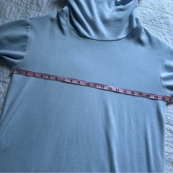 Anthropologie Maeve Cowl Neck Long Sleeve Tunic Style Sweater Light Blue - Image 7