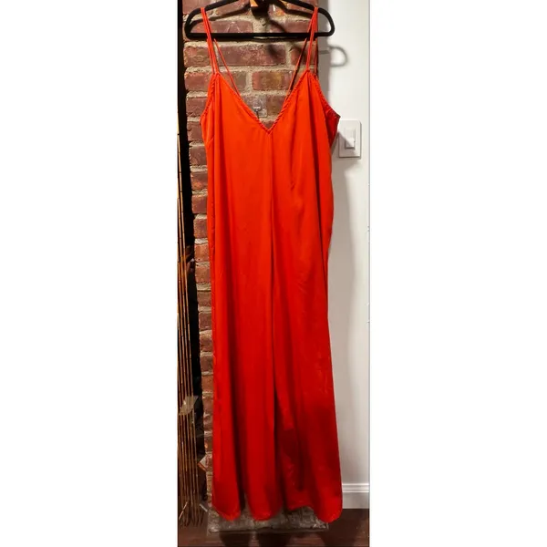 ASOS DESIGN Orange Boho Wide Leg Strappy Jumpsuit Size 12 Vacation Festival - Image 2
