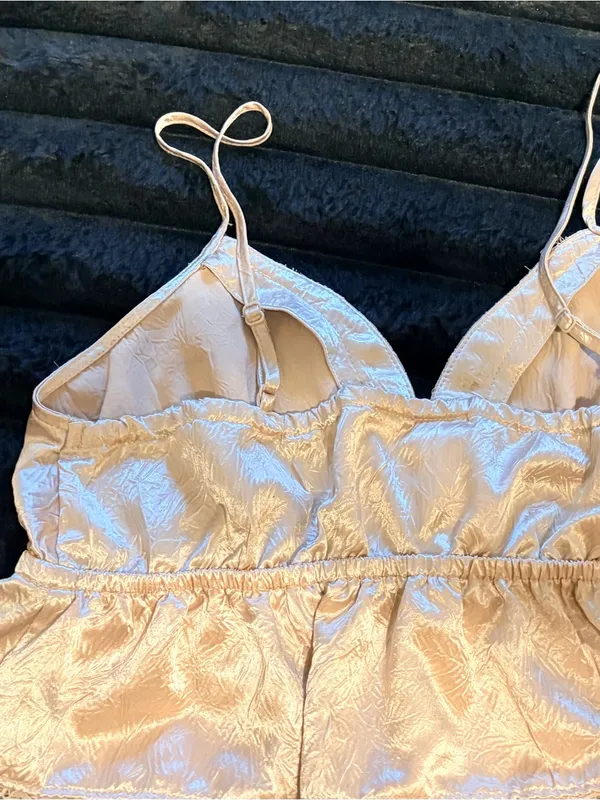 SHEIN Champagne Satin Lace Trim Cami - Image 7