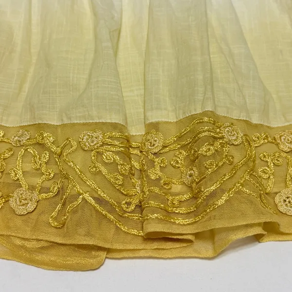 Free People Ombre Embroidered Mini‎ Skirt XS Yellow White Cotton Smocked Waist - Image 4