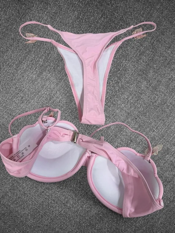 Pink Butterfly Shell Bikini Set Size Medium - Image 6