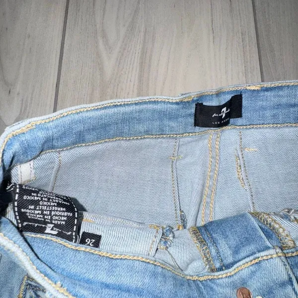 NWOT 7 For All Mankind Braided Denim‎ Flare Jeans Wide Leg Women's Size 26 Light - Image 4