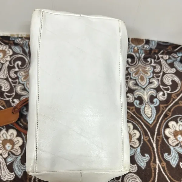 Dooney & Bourke White and Brown Satchel with Leather Accents - Image 7