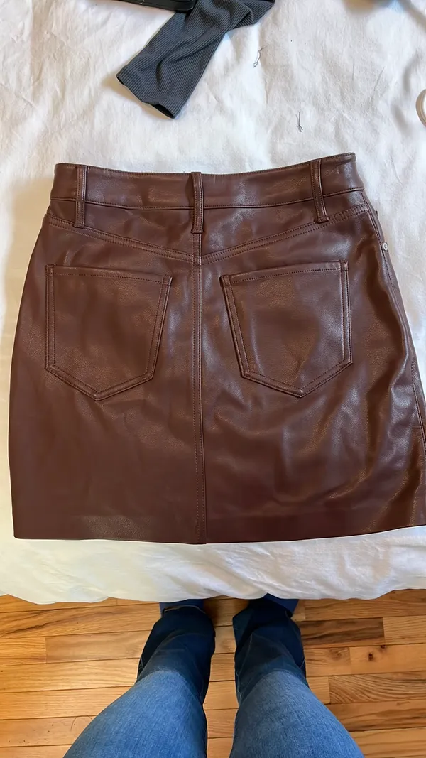 Express Brown Faux Leather Skirt  - Image 6