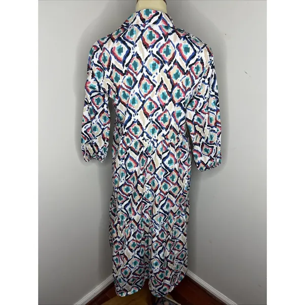 Anthropologie Maeve The Bettina Tiered Midi Maxi Shirt Dress Ikat Boho XS - Image 4