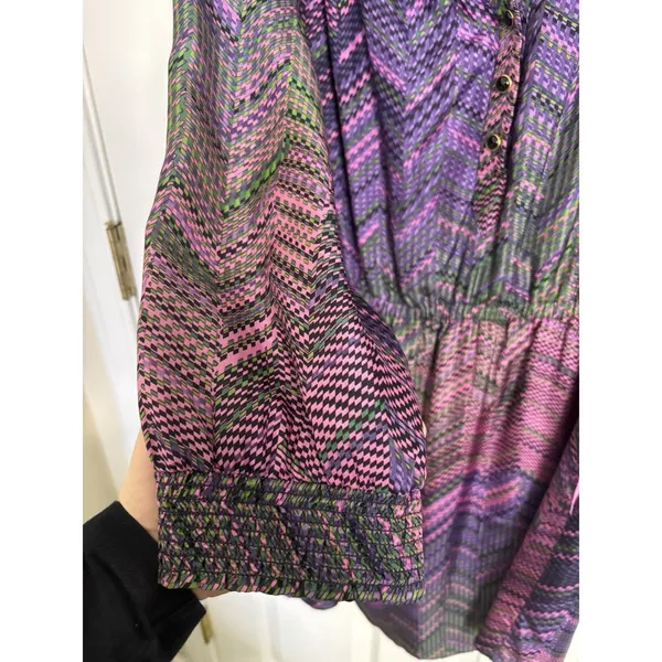 Shoshanna 100% Silk Chiffon Purple Long Sleeve Dress Size 10 Pockets Cocktail - Image 6