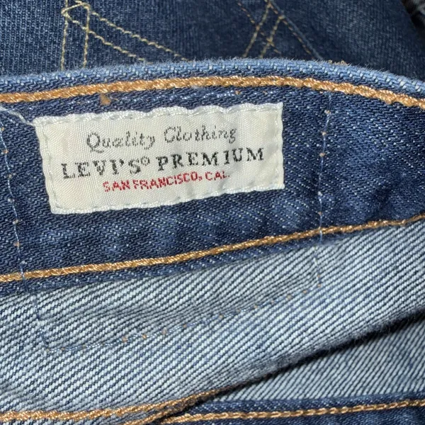 Levis 501 Premium Shorts Womens 28 Blue High Rise Distressed Cutoff Denim - Image 11