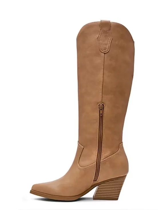DV8 Size 6 1/2 Women’s Kyna Natural Stacked Heel Cowboy Boots, New No Box - Image 5