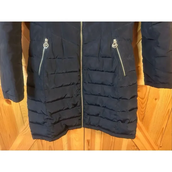 Michael Kors Long Down Quilted Puffer Jacket Tall Mock Neck Collar Size XS (5981 - Image 3