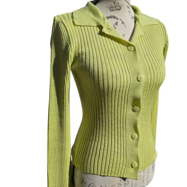 ASOS DESIGN sweater with collar in‎ green Women's size 2 - Image 3