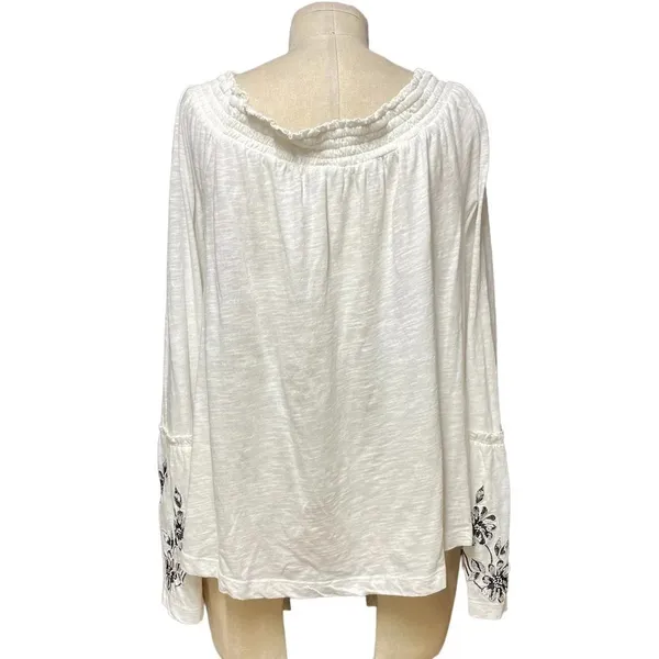Anthropologie Annie‎ Top Embroidered Off The Shoulder Blouse White Size Large - Image 6