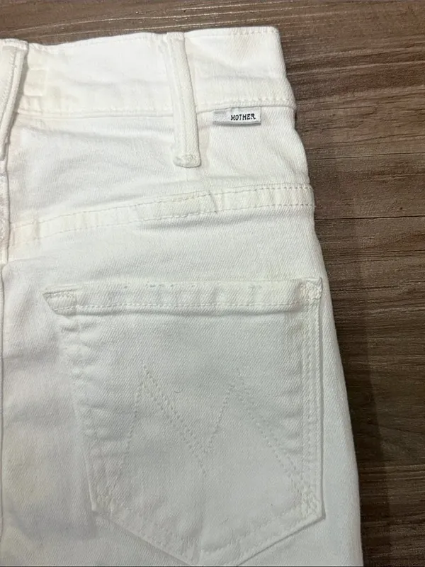 MOTHER Hustler Ankle Fray Jeans 23 Fairest of Them All White $228 - Image 5