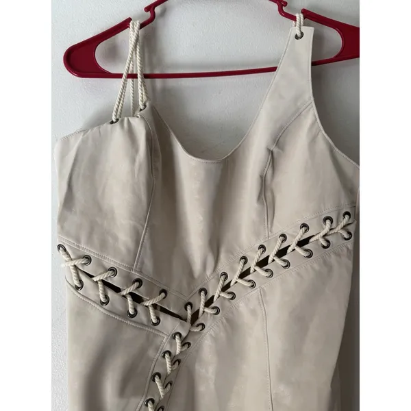 NWD Dolls Kill Darker Wavs Vegan Leather Patchwork Lace Up Mini Dress Size XL - Image 3