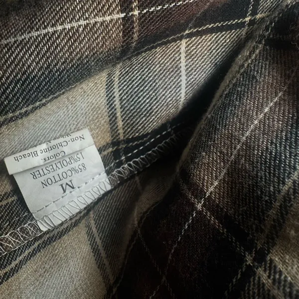 Plaid Flannel Shirt in Brown and Cream - Image 2