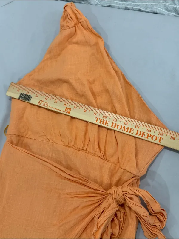 Hello Molly HOLDING ON MIDI DRESS ORANGE linen dress M here‎ comes the sun - Image 7