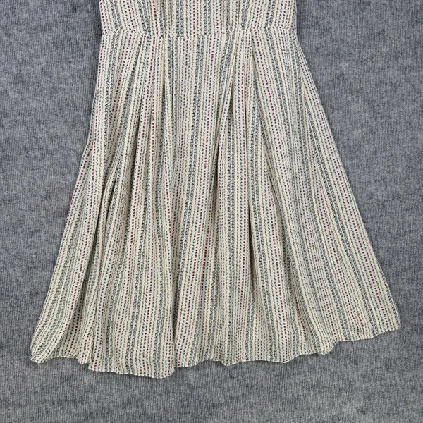 Brooks Brothers Size-6 Womens Midi Shirt Dress Silk Floral Ruffle Cream - Image 10