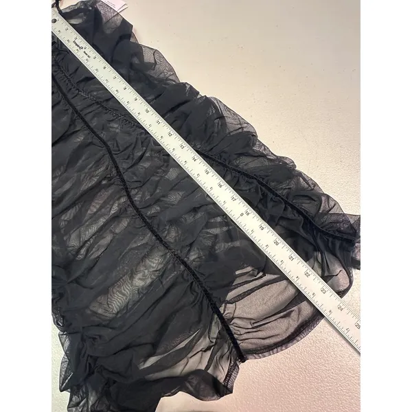 Auden Womens Black Ruched Mesh Chemise Nightgown‎ Adjustable Straps Size M NEW - Image 4