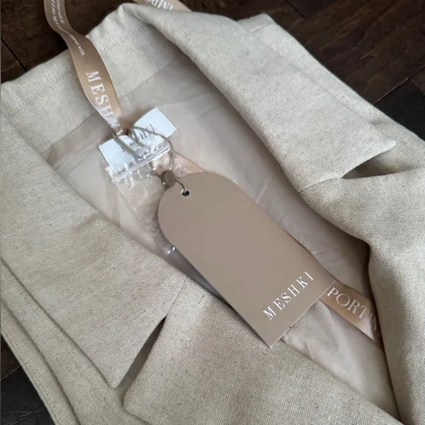Meshki Valery Midi linen drop waist collared sleeveless button detail dress NWT - Image 4