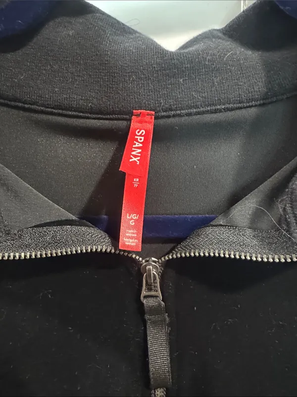 SPANX Black Velvet Zip-Up Pullover Jacket - Image 2