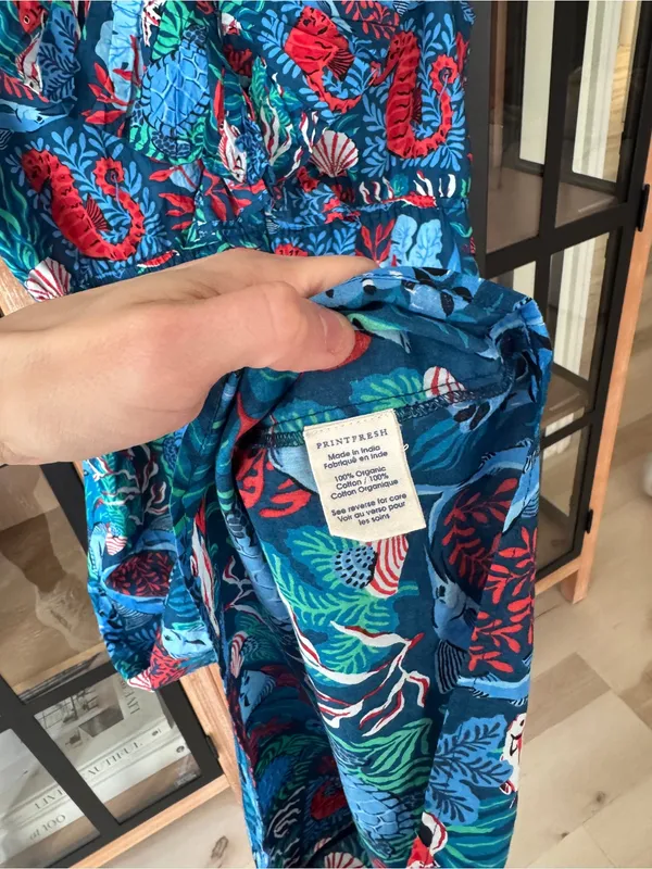 Printfresh Lola Midi Dress ruffle Nautical Tiles Seaside ocean animals fish reef - Image 14