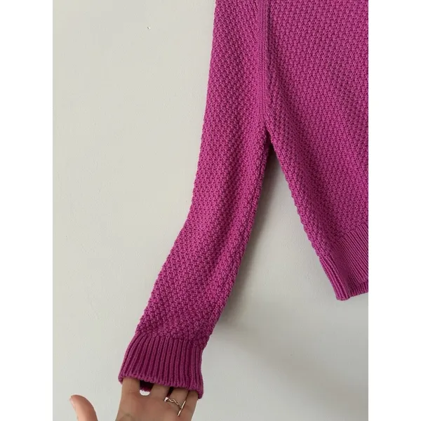 Lauren Ralph Lauren Pink Cotton Waffle Knit Sweater Size Medium Preppy Chic - Image 11