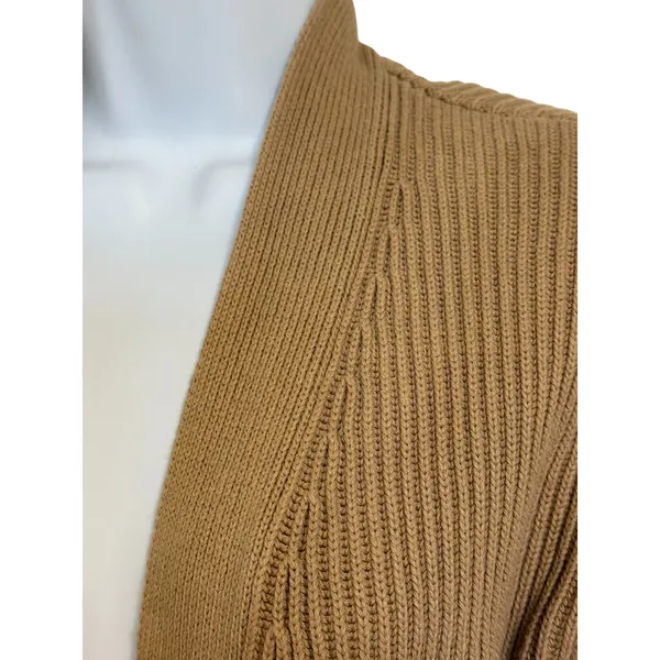 QUINCE 100% Organic Cotton‎ Oversized Ribbed Camel Brown Cardigan XS - Image 3
