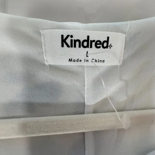 Kindred Size-L Dress White Blue Butterfly Knee Length Ruffle‎ - Image 4