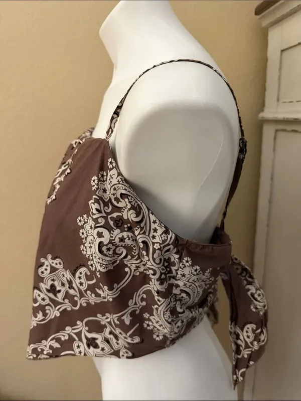 American Eagle Brown Printed Spaghetti Strap Smocked Camisole - Image 3