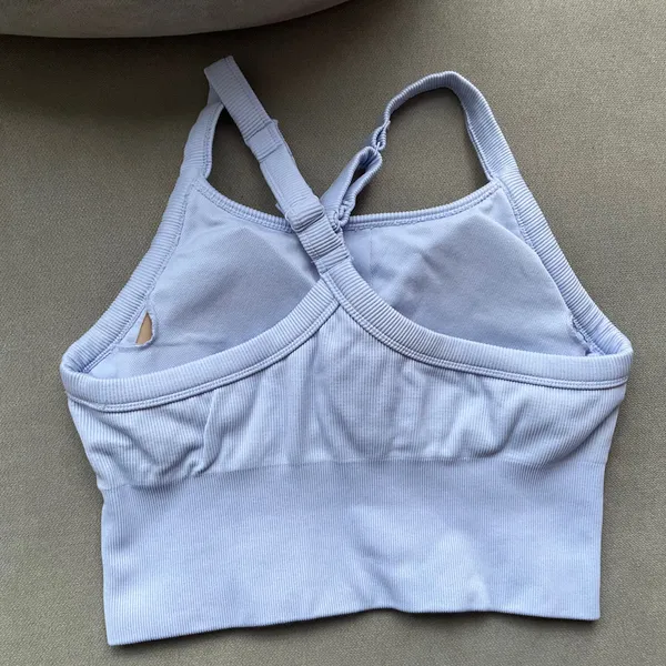Alo Yoga Seamless Ribbed Favorite Bra Tank Light Provence Blue M - Image 5
