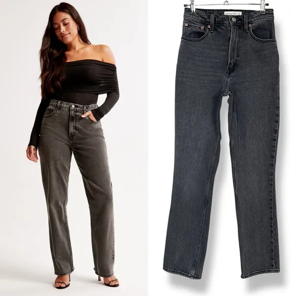 Abercrombie‎ and Fitch The 90s Straight Ultra High Rise Curve Love Size 25 / 0 - Image 2